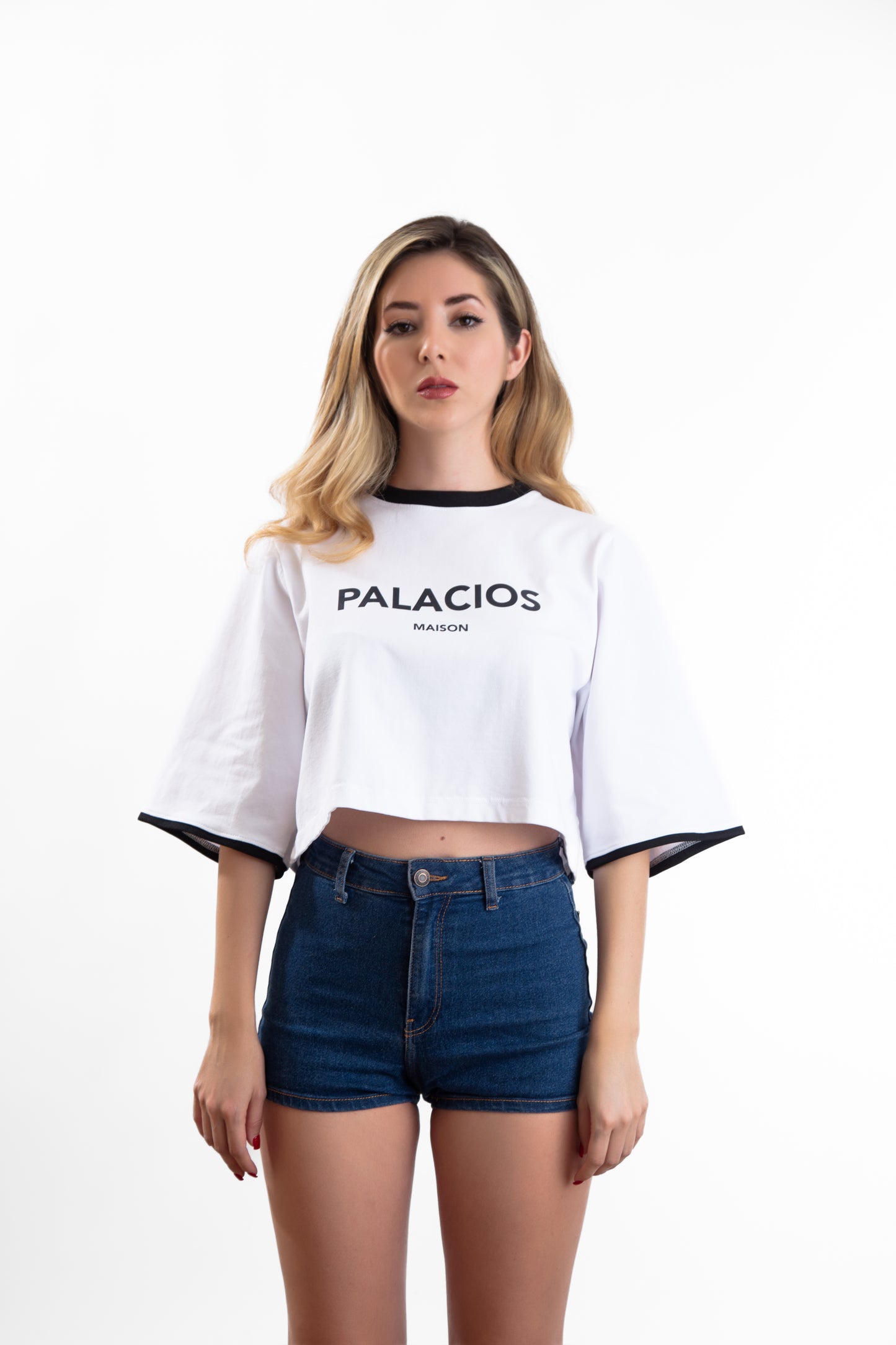 TOP CROP CON LOGO PALACIOS ESTAMPADO EN ALGODON EGIPCIO