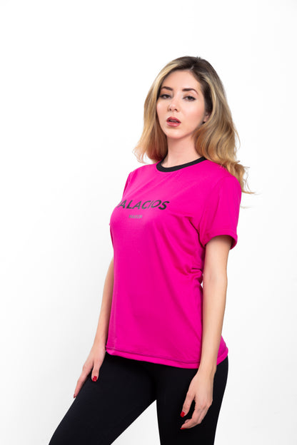 CAMISETA ROSA LOGO PALACIOS EN NEGRO