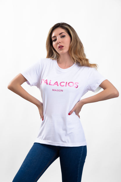 CAMISETA PALACIOS CON ESTAMPADO ROSA