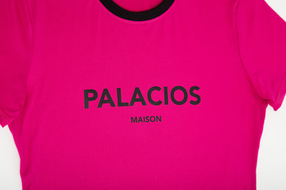 CAMISETA ROSA LOGO PALACIOS EN NEGRO