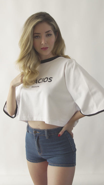 TOP CROP CON LOGO PALACIOS ESTAMPADO EN ALGODON EGIPCIO